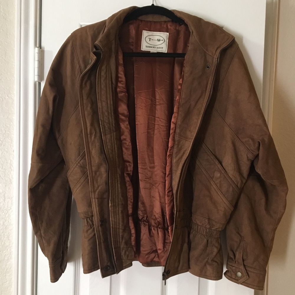 Tannery West Faux Brown Leather Jacket Size L